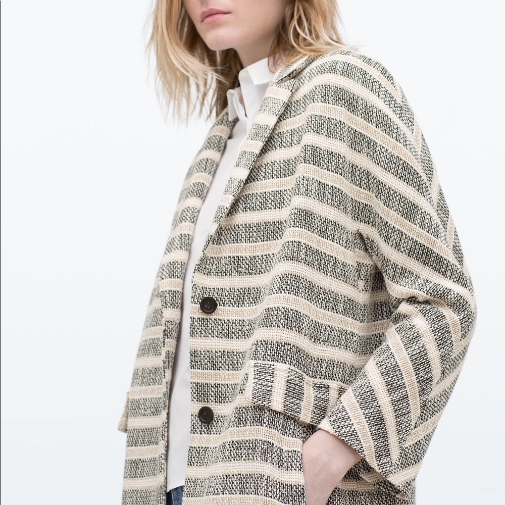 Zara light striped coat - black/white/gold